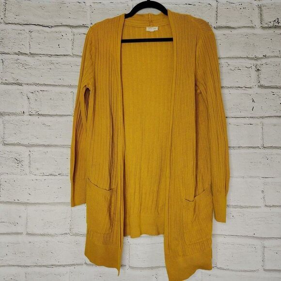 Silence + Noise Women's Mustard Yellow Long-Sleeved Open Cardigan Size Medium - Picture 1 of 12